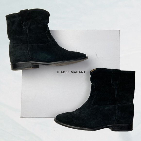 Isabel Marant Black Suede Crisi Velvet Ankle Boots with Box and Dust Bag Size 36 - Picture 1 of 14